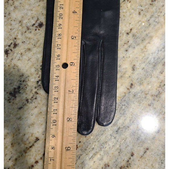 Vintage Black Soft Leather 8.5" Long Lined Gloves. Women's 6.5 Small - Picture 10 of 11